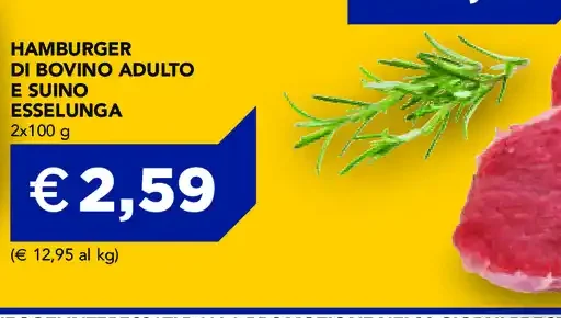 Hamburger di bovino adulto e suino Esselunga