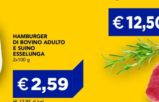 Hamburger di bovino adulto e suino Esselunga