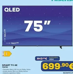 smart TV 4K QLED 75 pollici