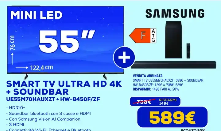 Smart TV Ultra HD 4K 55" + soundbar