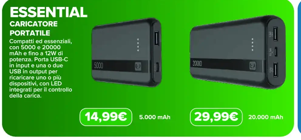 Caricatore portatile Essential 5000 mAh
