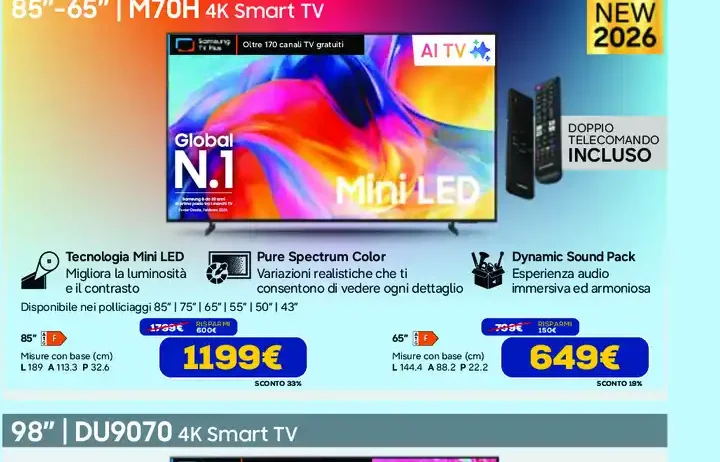 TV Mini LED Samsung M70H 4K Smart TV