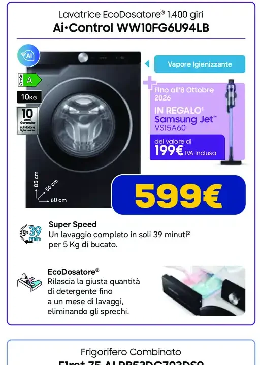 Lavatrice Samsung Ai-Control WW10FG6U94LB