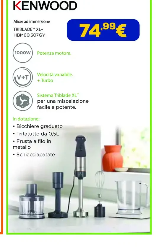 Mixer ad immersione Kenwood Triblade XL+ HBМ60.307GY