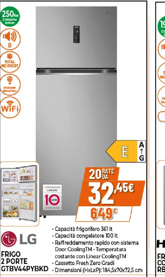 Frigorifero 2 porte LG GTBV44PYBKD