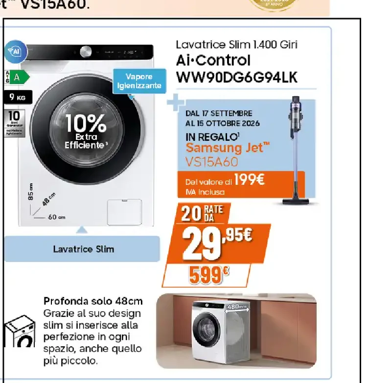 Lavatrice Samsung Slim AI Control WW90DG6G94LK