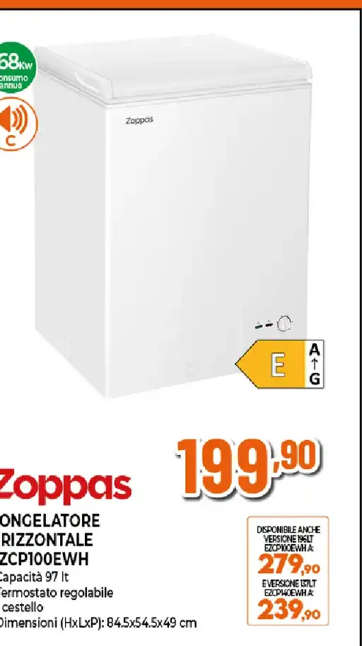 Congelatore orizzontale Zoppas EZCPI00EWH