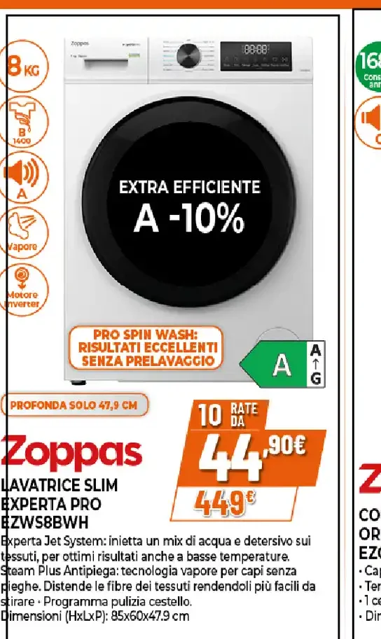 Lavatrice slim Zoppas Experta Pro EZWS8BWH