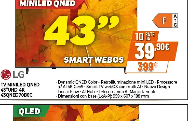 TV MiniLED QNED 43 UHD 4K 43QNED70B6C