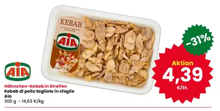 Kebab di pollo tagliato in sfoglie Aia