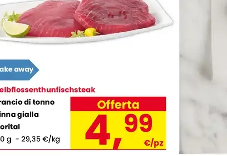 Trancio di tonno pinna gialla