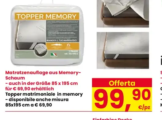 Topper materasso Memory