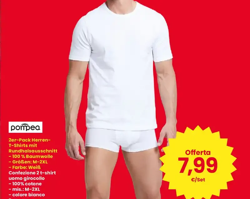 Confezione 2 t-shirt uomo Pompea