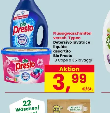 Detersivo lavatrice Bio Presto