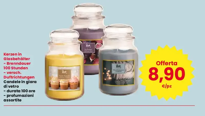 Candele profumate in barattolo di vetro