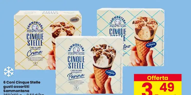 6 Coni Cinque Stelle gusti assortiti Sammontana