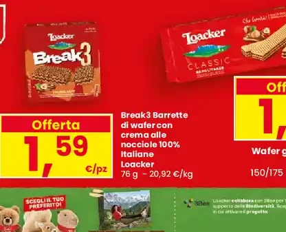 Barrette di wafer con crema alle nocciole Loacker