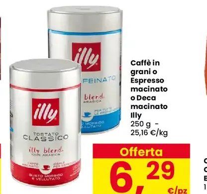 Caffè in grani Espresso macinato o Deca macinato Illy