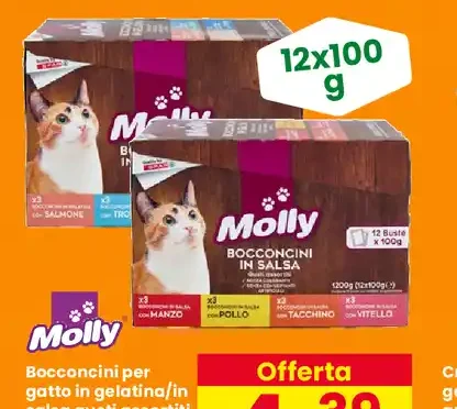 Bocconcini per gatto in gelatina/in salsa gusti assortiti Molly