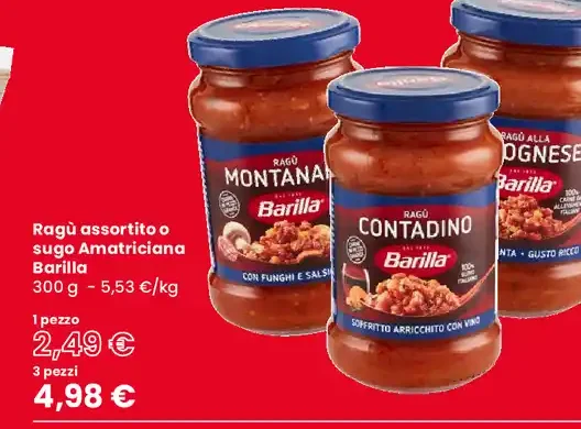Ragù assortito o sugo Amatriciana Barilla