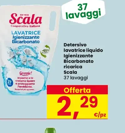 Detersivo lavatrice liquido igienizzante bicarbonato Scala