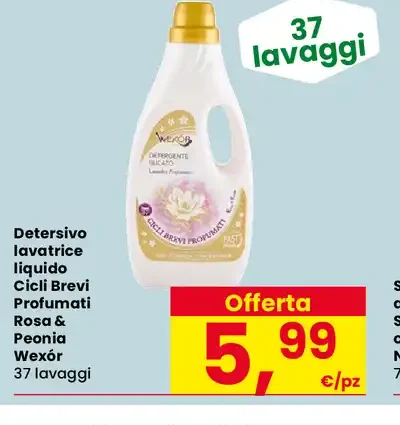 Detersivo lavatrice liquido Cicli Brevi Profumati Rosa & Peonia Wexór