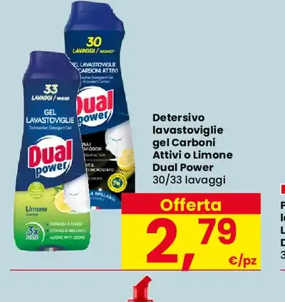 Detersivo lavastoviglie gel Carboni Attivi o Limone Dual Power