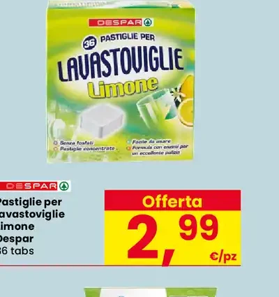 Pastiglie per lavastoviglie Limone Despar
