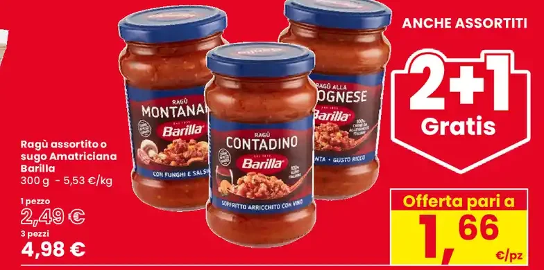 Ragù assortito e sugo Amatriciana Barilla