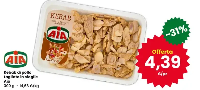 Kebab di pollo tagliato in sfoglie Aia