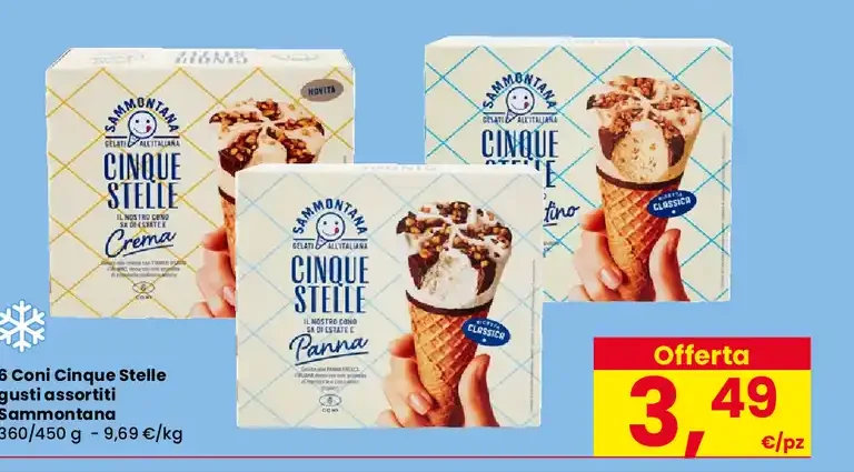 6 Coni Cinque Stelle gusti assortiti Sammontana
