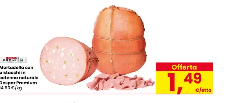 Mortadella con pistacchi in cotenna naturale Despar Premium