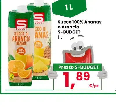 Succo 100% ananas o arancia S-Budget