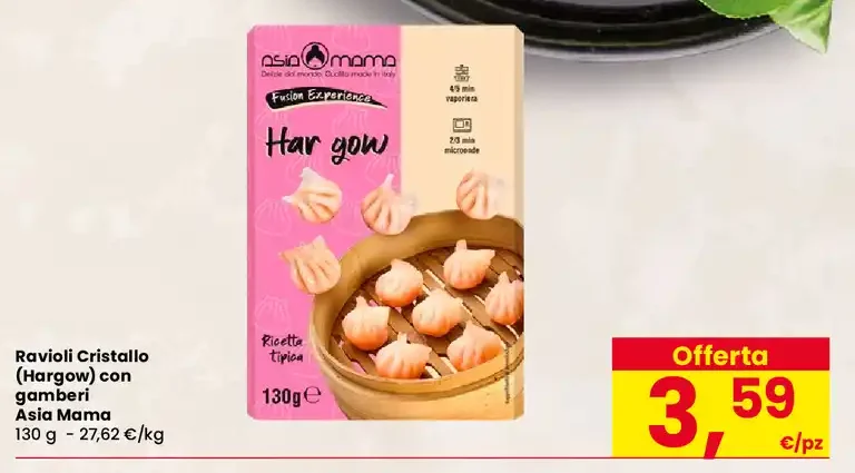 Ravioli Cristallo (Hargow) con gamberi Asia Mama