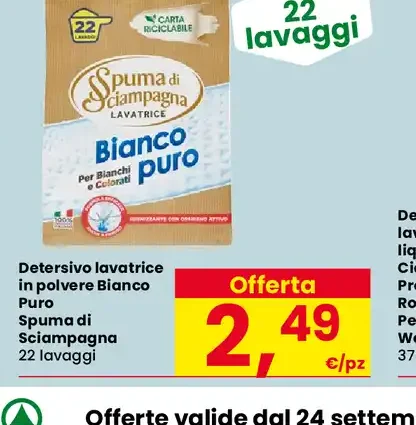 Detersivo lavatrice in polvere Bianco Puro Spuma di Sciampagna
