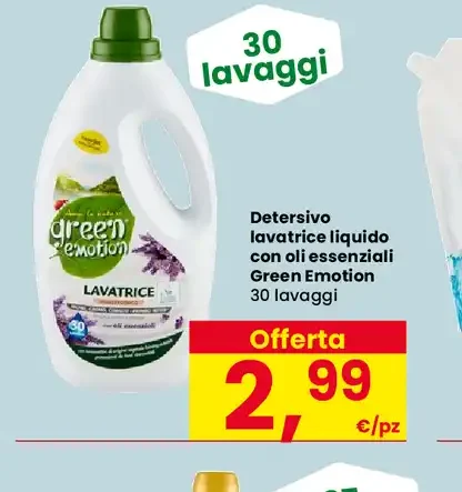 Detersivo lavatrice liquido con oli essenziali Green Emotion
