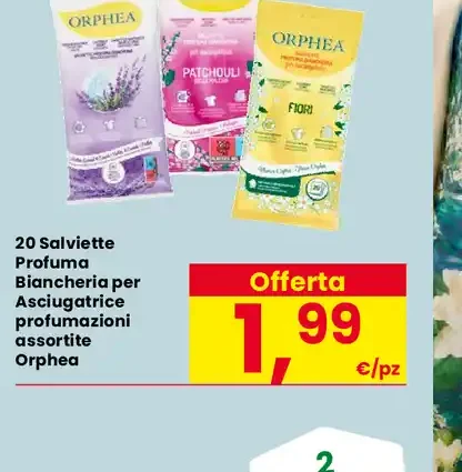 Salviette profuma biancheria per asciugatrice assortite Orphea
