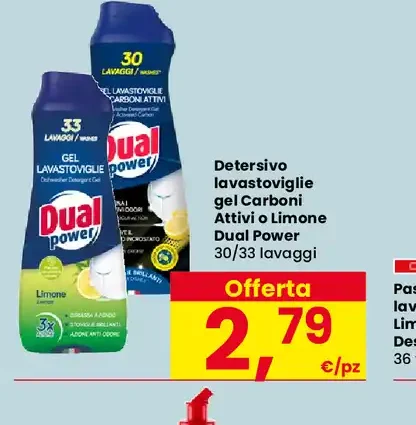 Detersivo lavastoviglie gel Carboni Attivi o Limone Dual Power