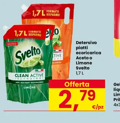 Detersivo piatti ecoricarica Aceto o Limone Svelto