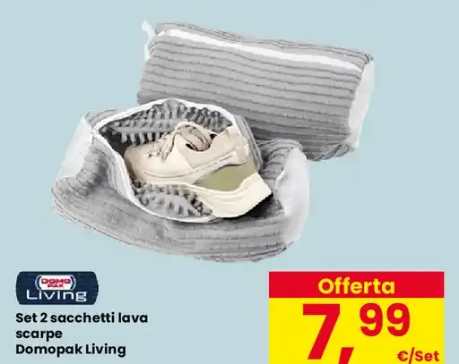 Set 2 sacchetti lava scarpe Domopak Living