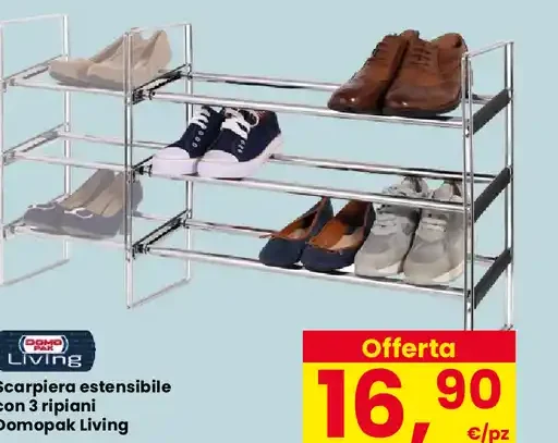 Scarpiera estensibile con 3 ripiani Domopak Living