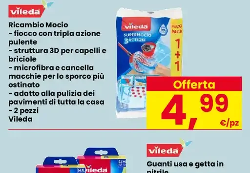 Ricambio Mocio fiocco con tripla azione pulente