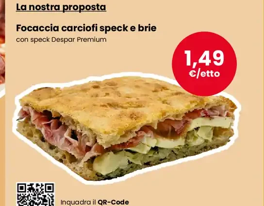 Focaccia carciofi speck e brie