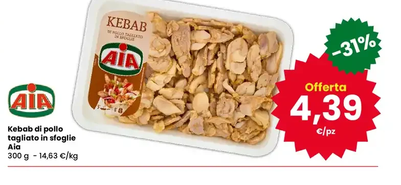Kebab di pollo tagliato in sfoglie Aia