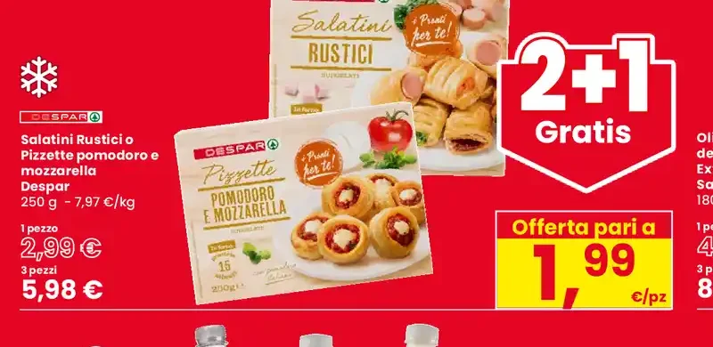 Salatini Rustici o Pizzette pomodoro e mozzarella Despar