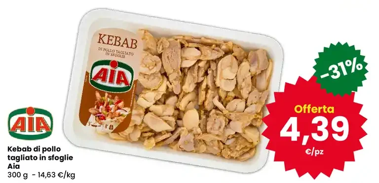 Kebab di pollo tagliato in sfoglie Aia