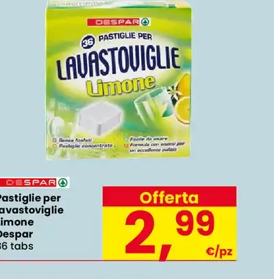Pastiglie per lavastoviglie Limone Despar