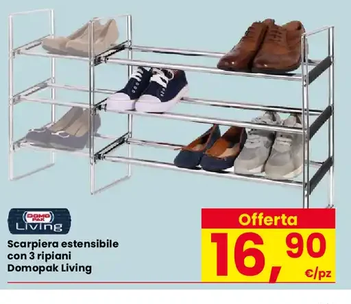 Scarpiera estensibile con 3 ripiani