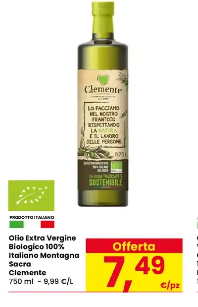 Olio extra vergine di oliva biologico Sagra Clemente