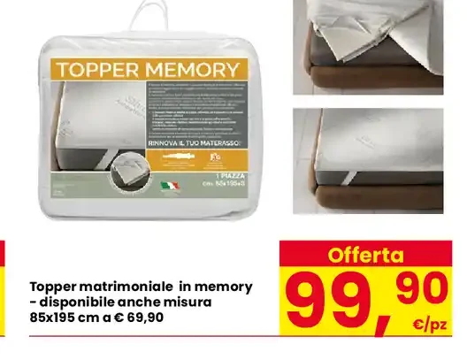Topper matrimoniale in memory